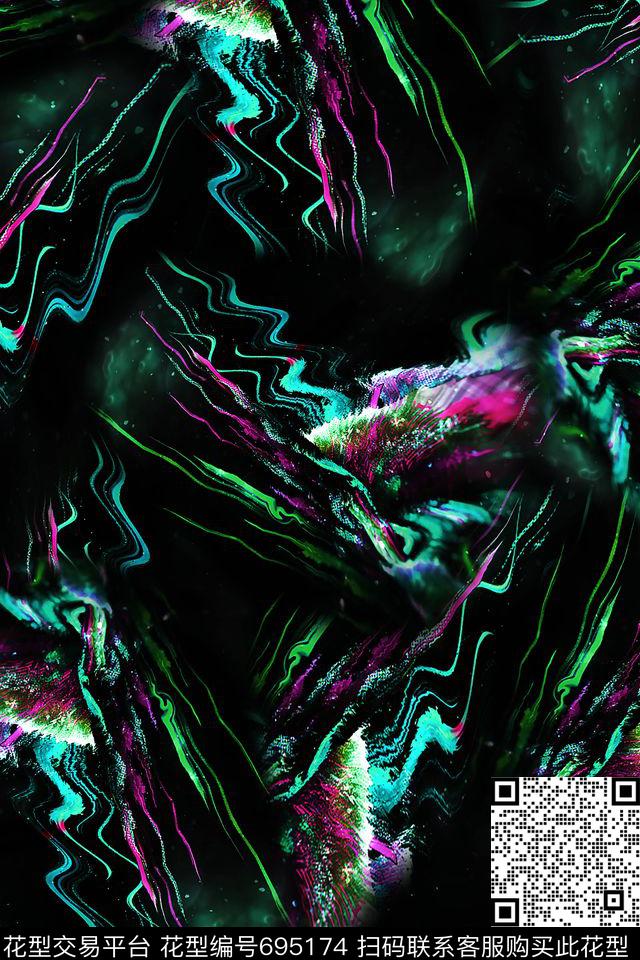 抽象男装肌理数码印花华亿平台下载（图片编号: 695174） - 瓦栏（Walan）