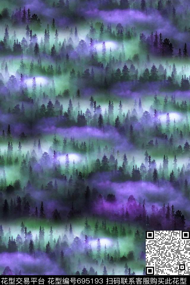 朦胧女装森林数码印花华亿平台下载（图片编号: 695193） - 瓦栏（Walan）