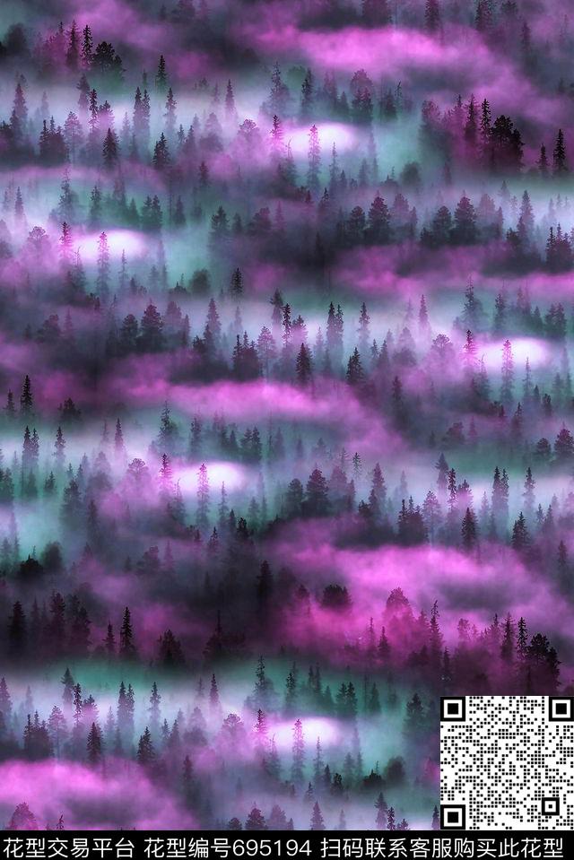 朦胧女装森林数码印花华亿平台下载（图片编号: 695194） - 瓦栏（Walan）