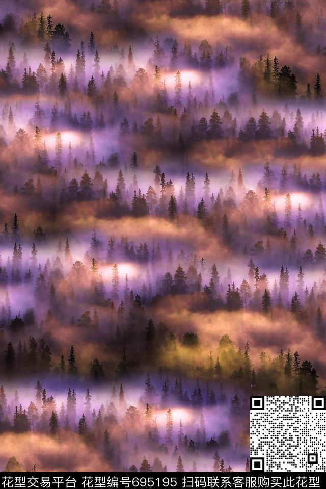 朦胧女装森林数码印花华亿平台下载（图片编号: 695195） - 瓦栏（Walan）