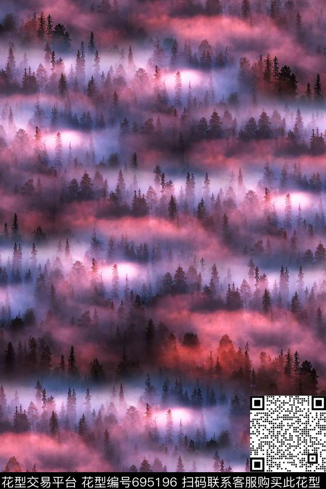 朦胧女装森林数码印花华亿平台下载（图片编号: 695196） - 瓦栏（Walan）