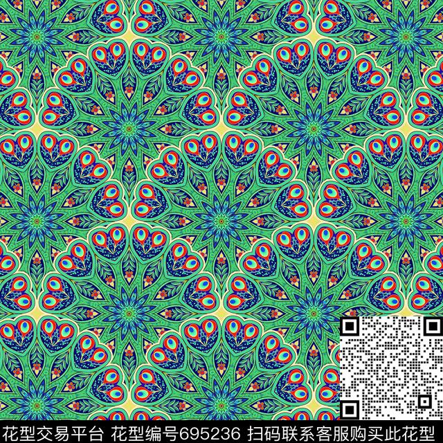 欧式宫庭风纹样丝巾图案佩斯利图案传统印花华亿平台下载（图片编号: 695236） - 瓦栏（Walan）