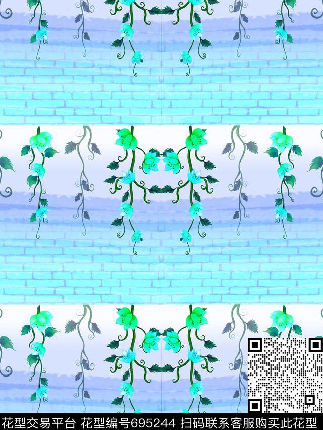 墙砖手绘花朵数码印花华亿平台下载（图片编号: 695244） - 瓦栏（Walan）