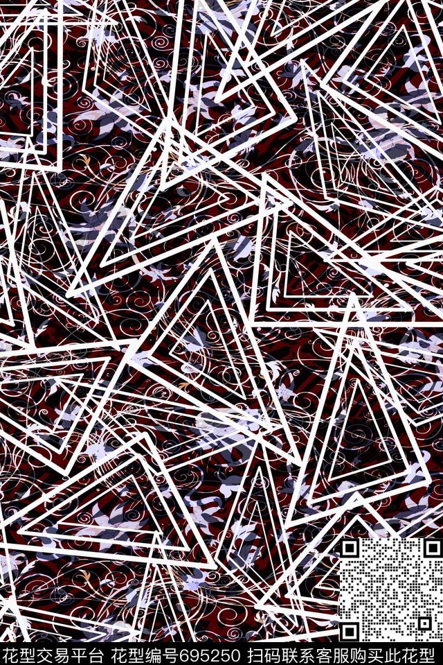 老年花抽象几何数码印花华亿平台下载（图片编号: 695250） - 瓦栏（Walan）