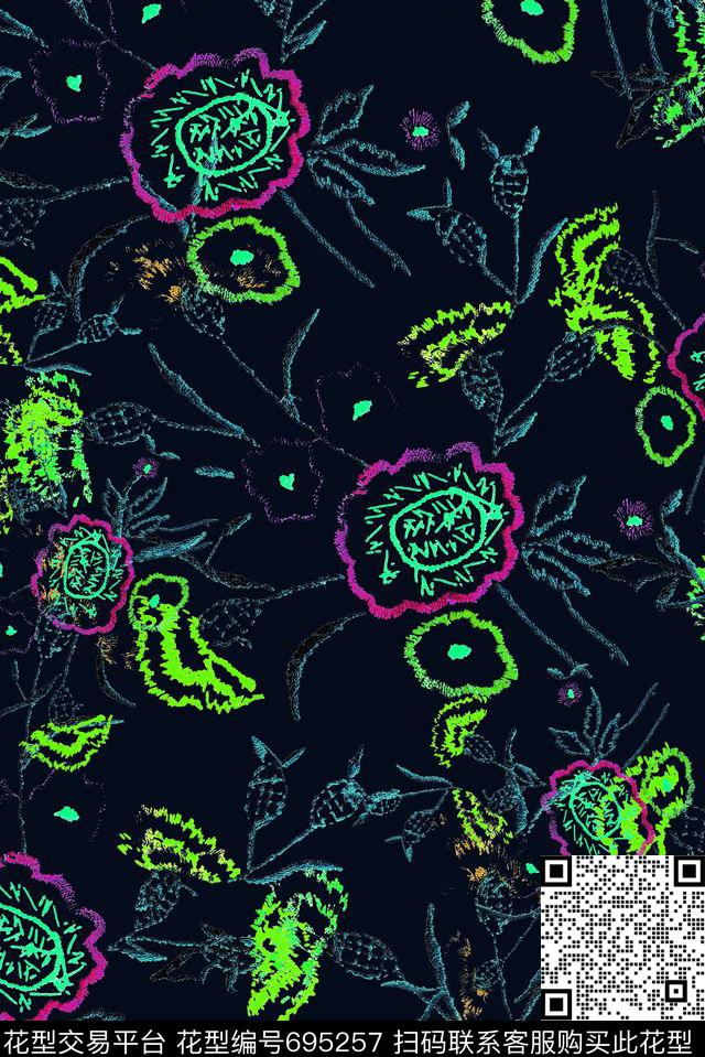 绣花提花效果数码印花华亿平台下载（图片编号: 695257） - 瓦栏（Walan）