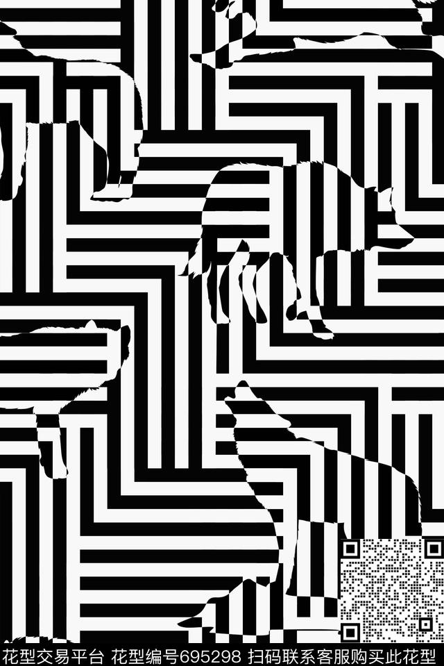 几何条纹剪影传统印花华亿平台下载（图片编号: 695298） - 瓦栏（Walan）
