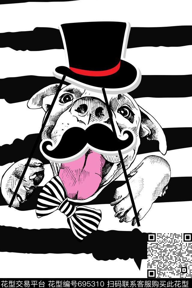 狗男装T恤传统印花华亿平台下载（图片编号: 695310） - 瓦栏（Walan）