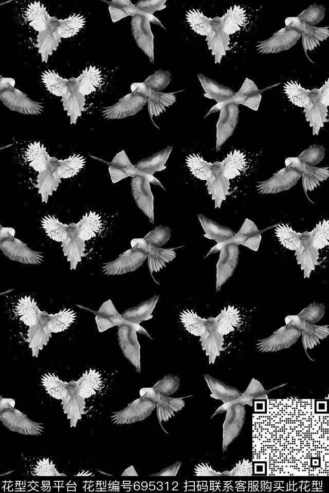 鸟男装T恤传统印花华亿平台下载（图片编号: 695312） - 瓦栏（Walan）