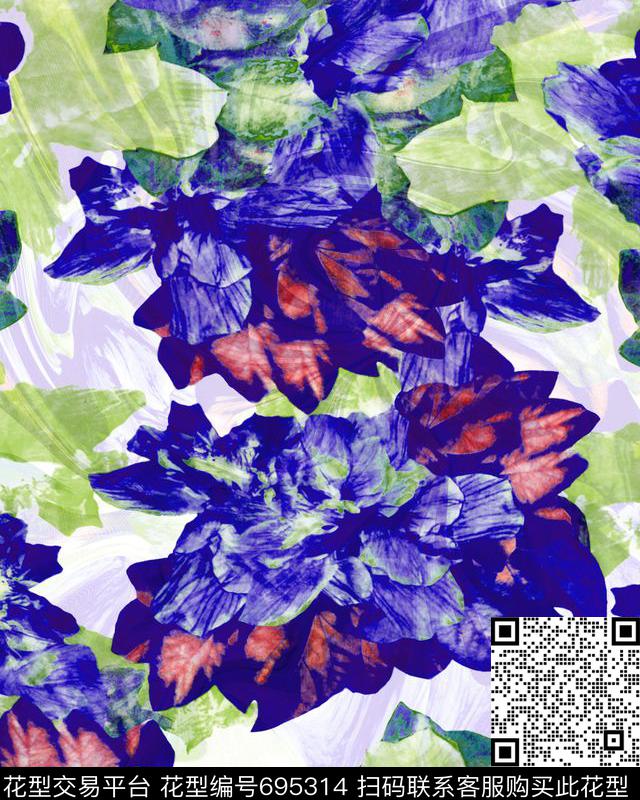 大花乱花花卉数码印花华亿平台下载（图片编号: 695314） - 瓦栏（Walan）