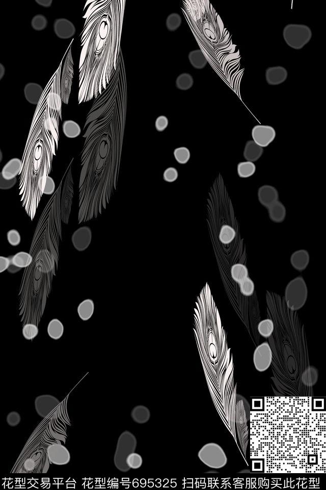 羽毛飘飘羽毛组合动物图案数码印花华亿平台下载（图片编号: 695325） - 瓦栏（Walan）