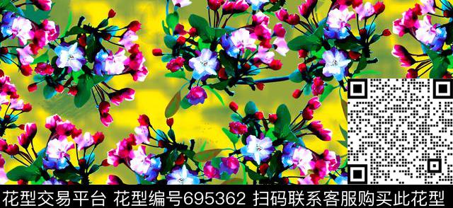 花朵小碎花花卉数码印花华亿平台下载（图片编号: 695362） - 瓦栏（Walan）