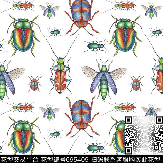 服装图案昆虫时尚T恤图案数码印花华亿平台下载（图片编号: 695409） - 瓦栏（Walan）
