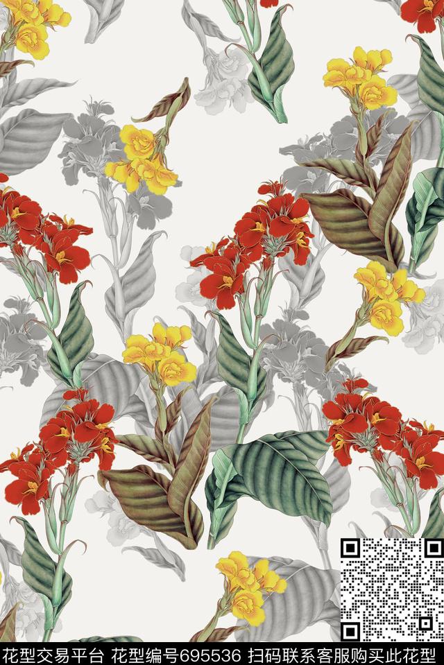 玉兰花女装华亿平台乱花数码印花华亿平台下载（图片编号: 695536） - 瓦栏（Walan）