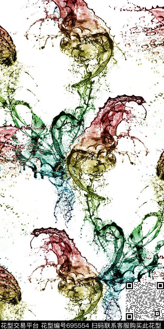 抽象色块油画数码印花华亿平台下载（图片编号: 695554） - 瓦栏（Walan）