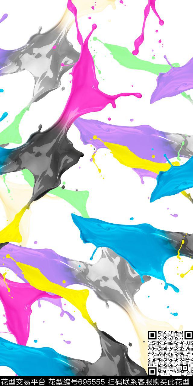 油漆色块渐变数码印花华亿平台下载（图片编号: 695555） - 瓦栏（Walan）
