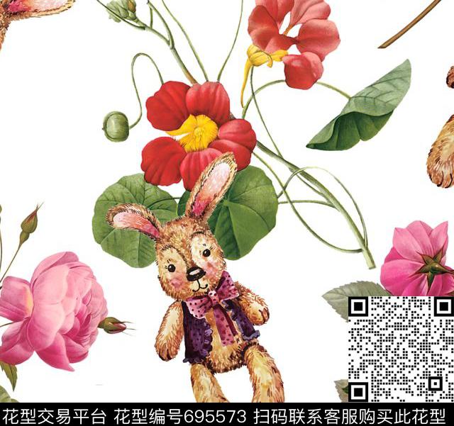 兰花花朵花卉数码印花华亿平台下载（图片编号: 695573） - 瓦栏（Walan）