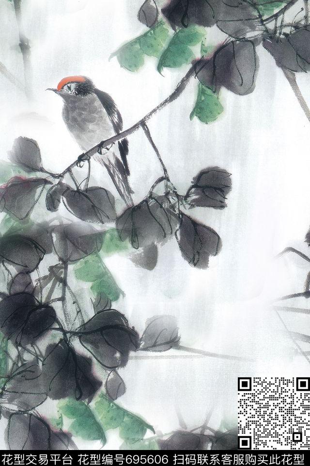 中国风水墨画晕染数码印花华亿平台下载（图片编号: 695606） - 瓦栏（Walan）