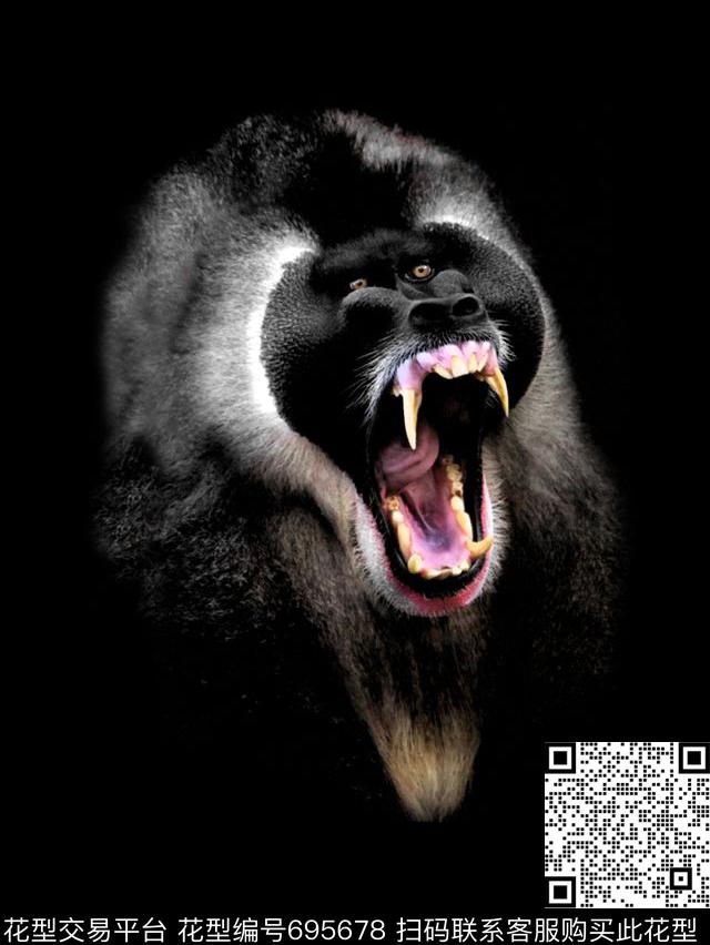 狒狒猴子动物数码印花华亿平台下载（图片编号: 695678） - 瓦栏（Walan）