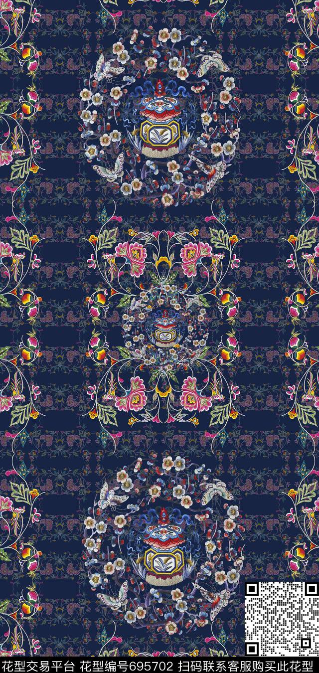 条纹混搭丝巾围巾秀场民族风图案数码印花华亿平台下载（图片编号: 695702） - 瓦栏（Walan）