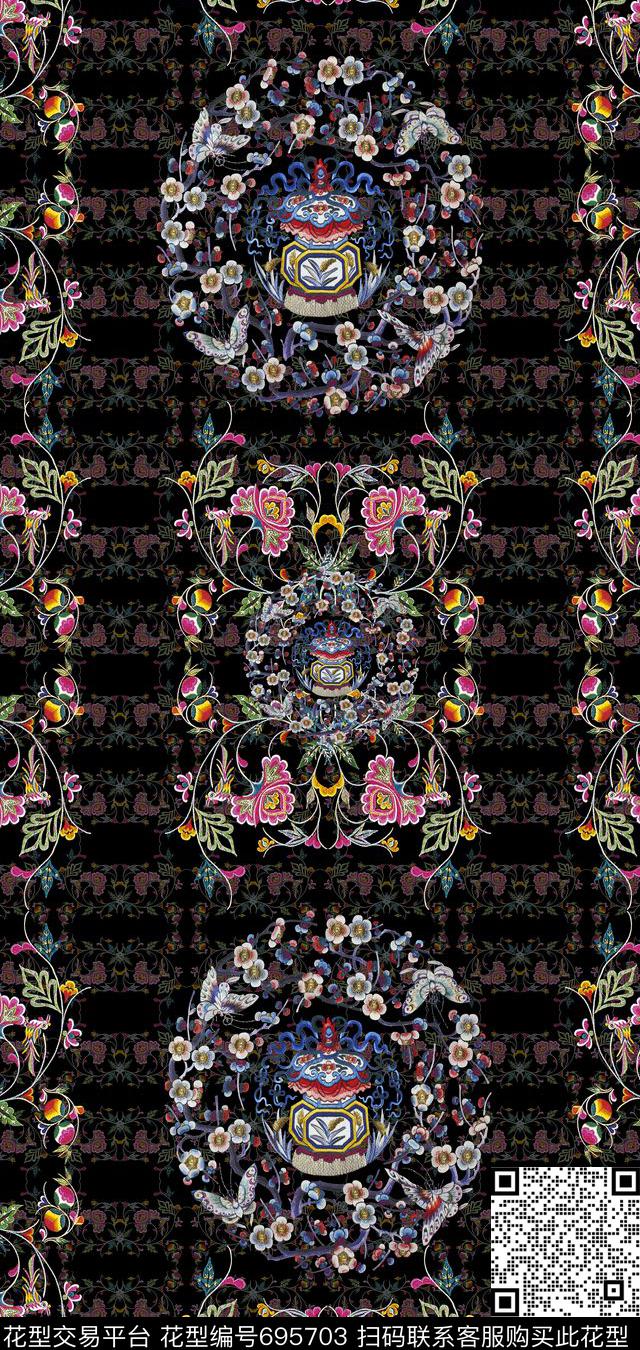 条纹混搭丝巾围巾秀场民族风图案数码印花华亿平台下载（图片编号: 695703） - 瓦栏（Walan）