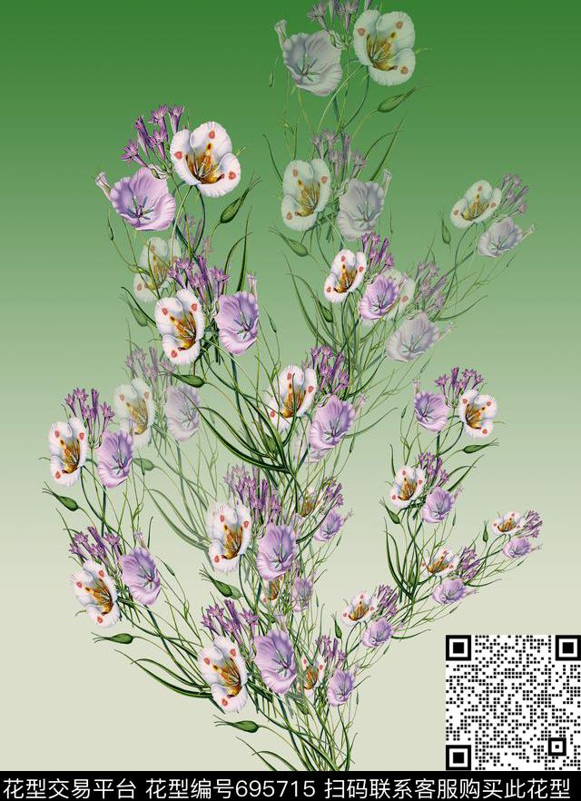 定位花卉创意花卉花朵数码印花华亿平台下载（图片编号: 695715） - 瓦栏（Walan）