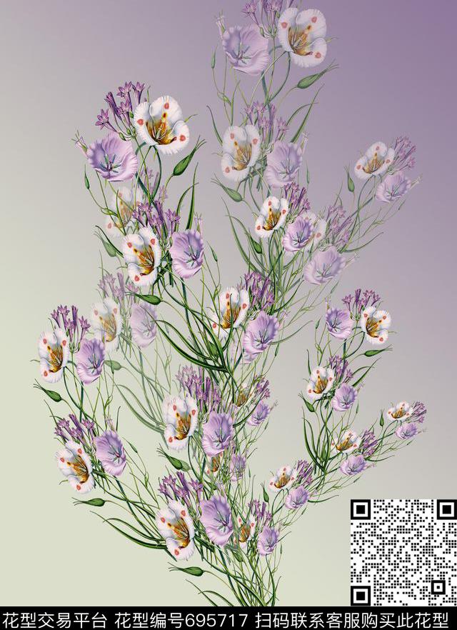 定位花卉创意花卉花朵数码印花华亿平台下载（图片编号: 695717） - 瓦栏（Walan）