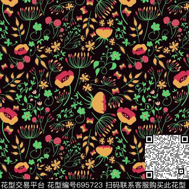 服装印花图案童装图案泳装图案花卉图案传统印花华亿平台下载（图片编号: 695723） - 瓦栏（Walan）