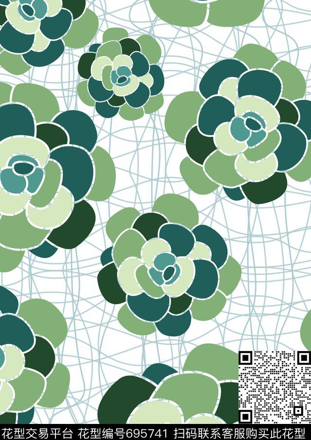 花卉花朵小清新传统印花华亿平台下载（图片编号: 695741） - 瓦栏（Walan）