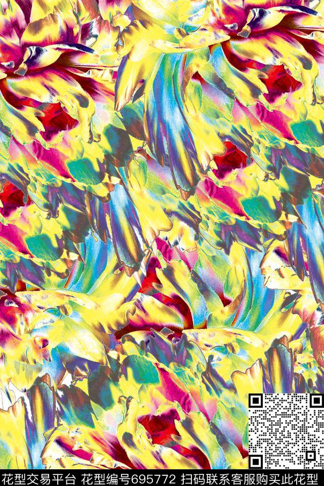 炫彩花卉花朵数码印花华亿平台下载（图片编号: 695772） - 瓦栏（Walan）