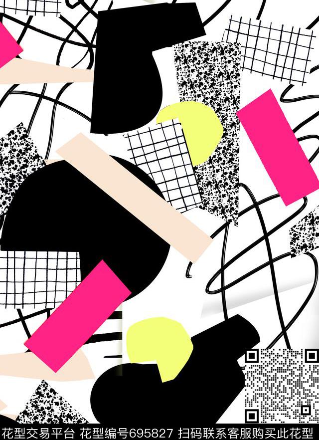 几何抽象女装图案传统印花华亿平台下载（图片编号: 695827） - 瓦栏（Walan）