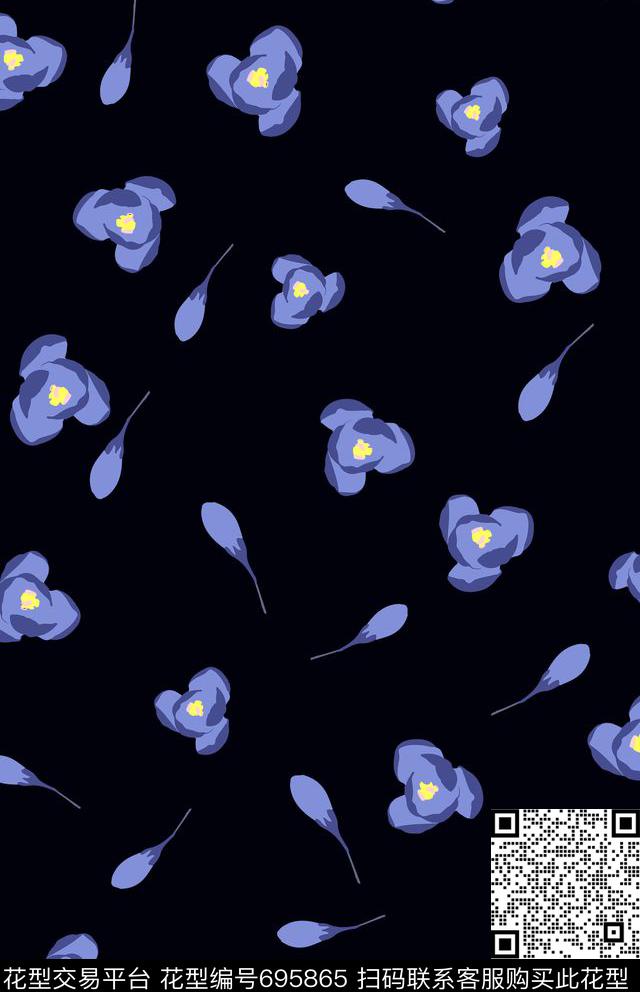 女装兰花碎花传统印花华亿平台下载（图片编号: 695865） - 瓦栏（Walan）