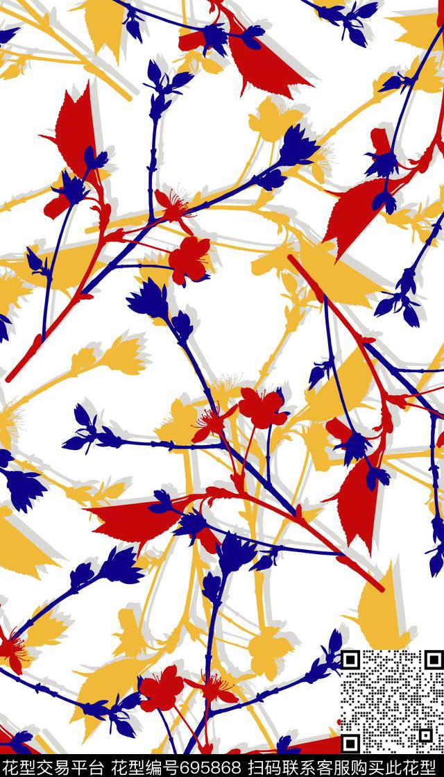 时尚创意抽象花枝男装衬衫数码印花华亿平台下载（图片编号: 695868） - 瓦栏（Walan）