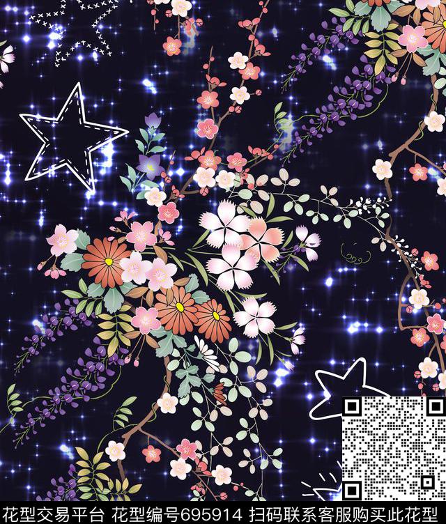 几何花卉星空数码印花华亿平台下载（图片编号: 695914） - 瓦栏（Walan）