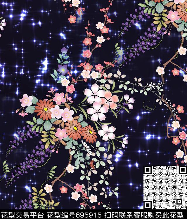 几何花卉星空数码印花华亿平台下载（图片编号: 695915） - 瓦栏（Walan）