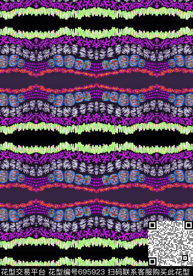女装民族风条纹数码印花华亿平台下载（图片编号: 695923） - 瓦栏（Walan）