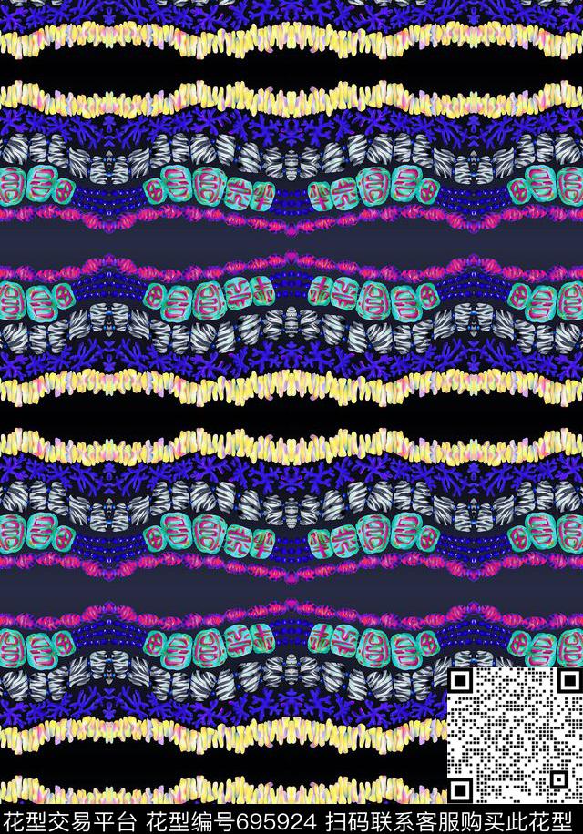 女装民族风条纹数码印花华亿平台下载（图片编号: 695924） - 瓦栏（Walan）