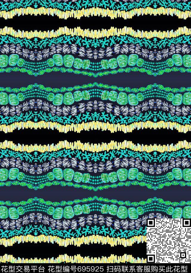女装民族风条纹数码印花华亿平台下载（图片编号: 695925） - 瓦栏（Walan）