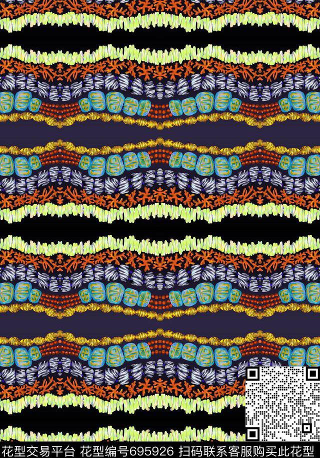 女装民族风条纹数码印花华亿平台下载（图片编号: 695926） - 瓦栏（Walan）
