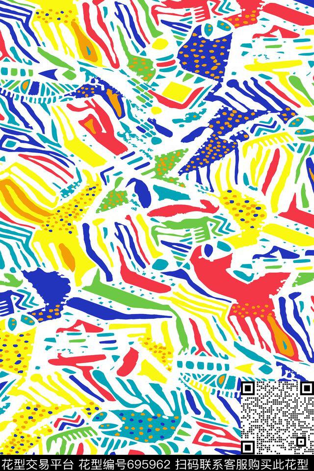 抽象彩色花纹抽象几何抽象花纹传统印花华亿平台下载（图片编号: 695962） - 瓦栏（Walan）