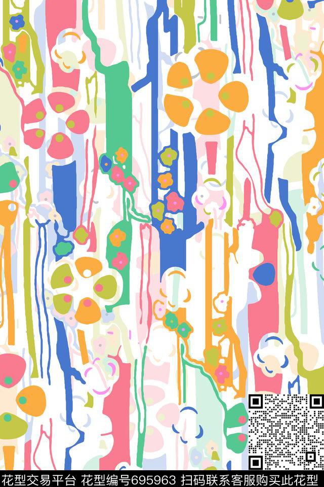 抽象彩色花纹抽象几何抽象花纹传统印花华亿平台下载（图片编号: 695963） - 瓦栏（Walan）