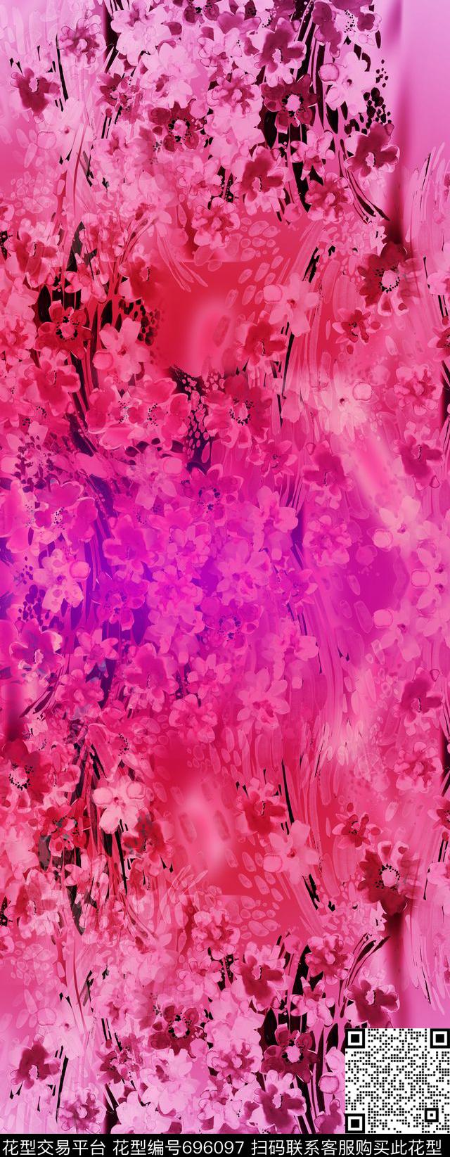 手绘豹纹花卉数码印花华亿平台下载（图片编号: 696097） - 瓦栏（Walan）