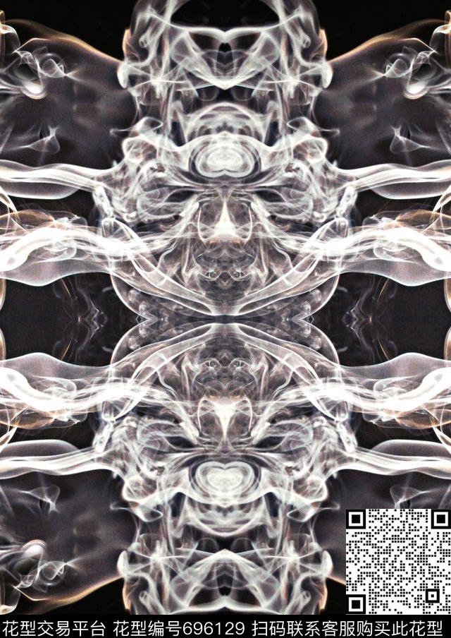 烟对称抽图形透视感强数码印花华亿平台下载（图片编号: 696129） - 瓦栏（Walan）
