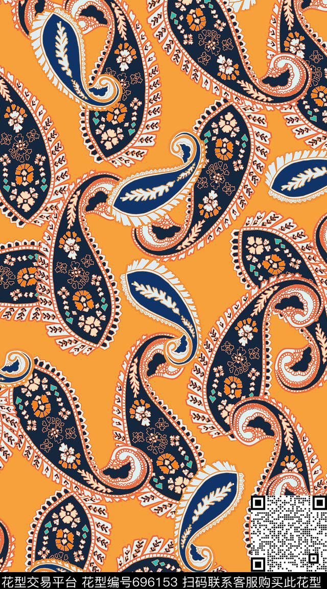 时尚火腿花佩斯利传统印花华亿平台下载（图片编号: 696153） - 瓦栏（Walan）