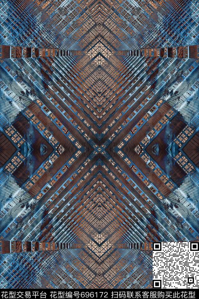 几何抽象男装数码印花华亿平台下载（图片编号: 696172） - 瓦栏（Walan）