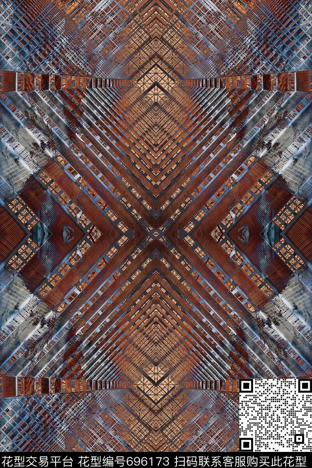 几何抽象男装数码印花华亿平台下载（图片编号: 696173） - 瓦栏（Walan）