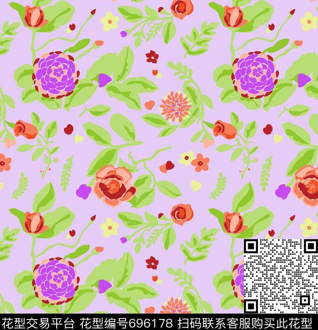 花朵传统印花华亿平台下载（图片编号: 696178） - 瓦栏（Walan）