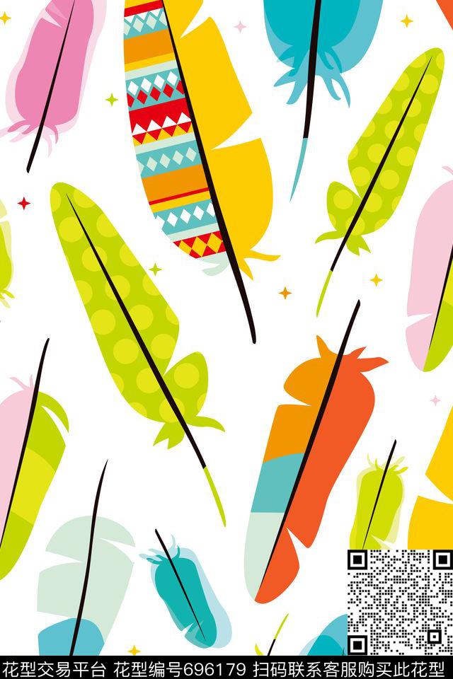 动物纹手绘羽毛传统印花华亿平台下载（图片编号: 696179） - 瓦栏（Walan）