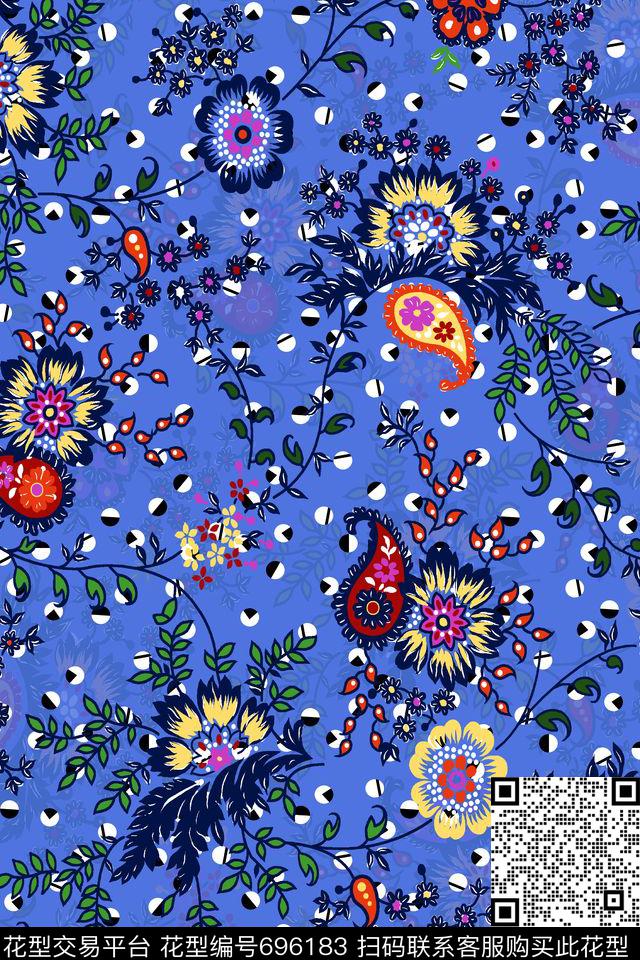 民族风花朵花卉传统印花华亿平台下载（图片编号: 696183） - 瓦栏（Walan）