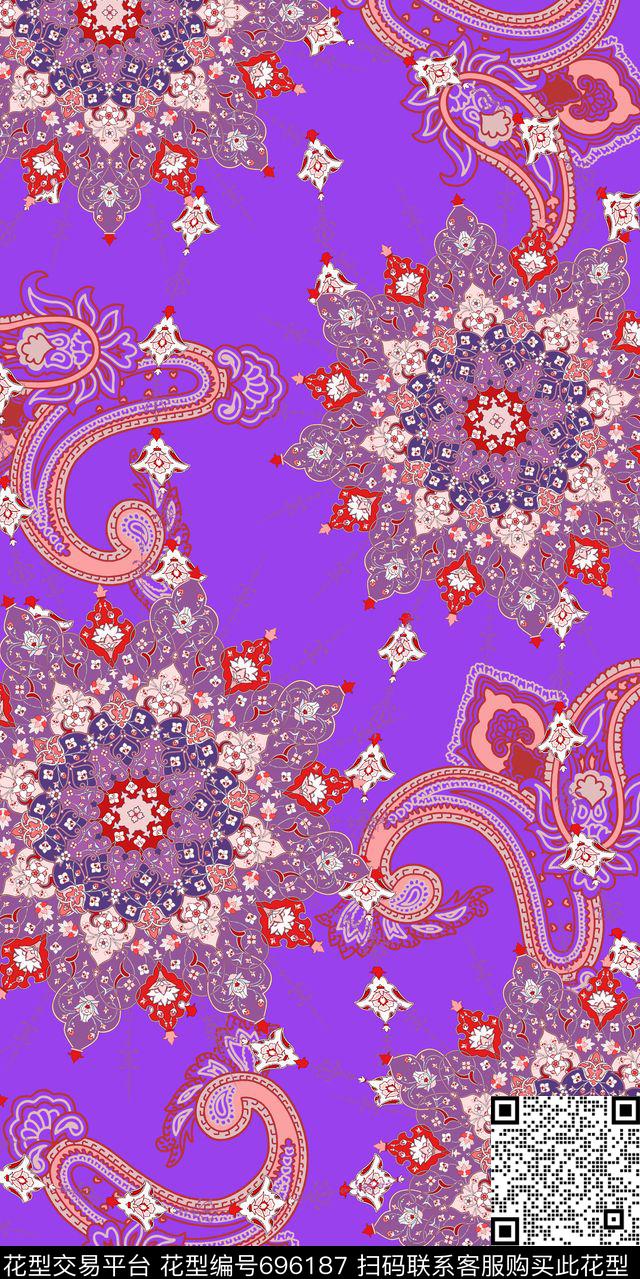 火腿花花纹民族传统印花华亿平台下载（图片编号: 696187） - 瓦栏（Walan）
