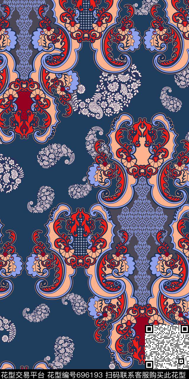 佩斯利花纹时尚传统印花华亿平台下载（图片编号: 696193） - 瓦栏（Walan）